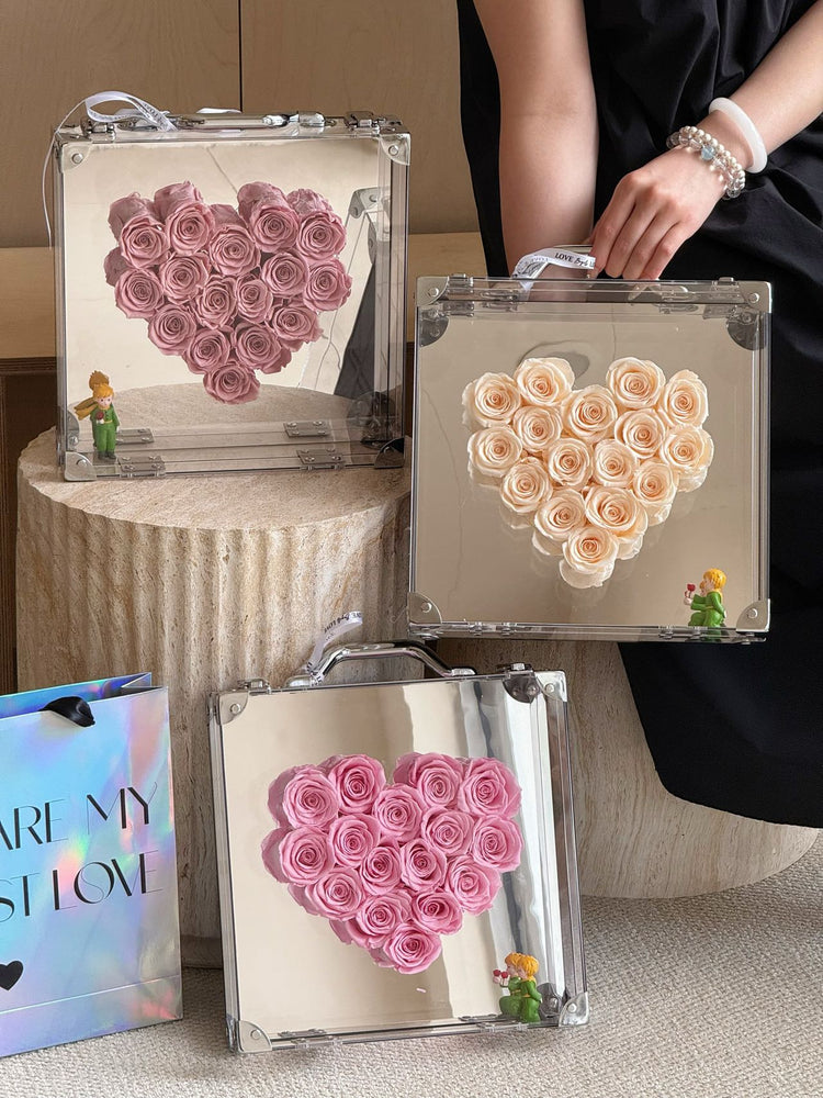 Handheld Mirror-Finish Heart Rose Box - The Little Prince Edition
