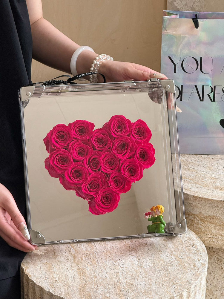 Handheld Mirror-Finish Heart Rose Box - The Little Prince Edition