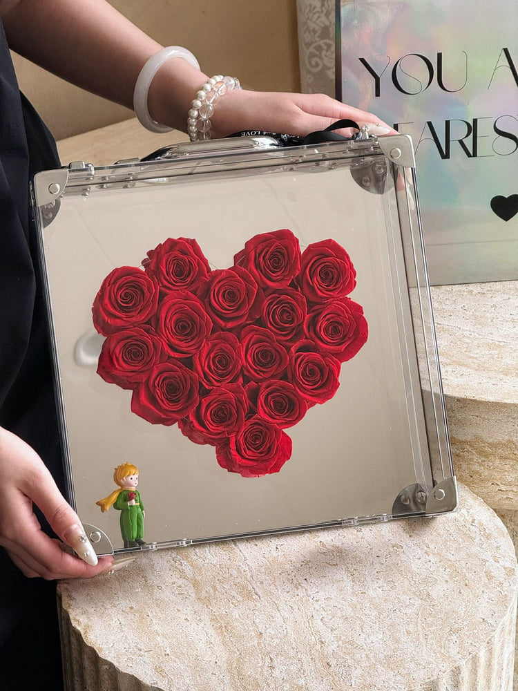 Handheld Mirror-Finish Heart Rose Box - The Little Prince Edition